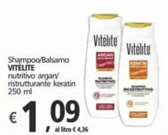 Alter Discount Shampoo/Balsamo VITELITE nutritivo argan ristrutturante keratin 250 ml offerta