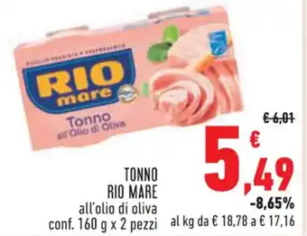 Conad City TONNO RIO MARE all'olio di oliva conf. 160 g x 2 pezzi offerta