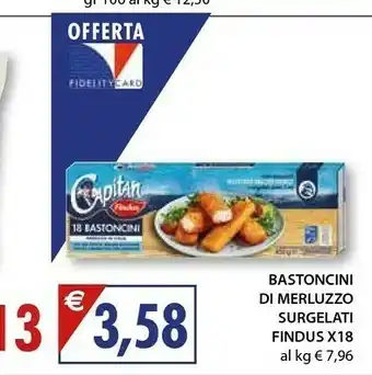 Mercatò Findus 18 Bastoncini Con 100% Filetti Di Merluzzo 450 G(ml) offerta