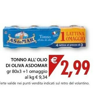 Mercatò Asdomar Tonno All'Olio Di Oliva offerta
