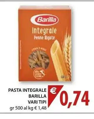 Mercatò Barilla Integrale Penne Rigate 500 G(ml) offerta