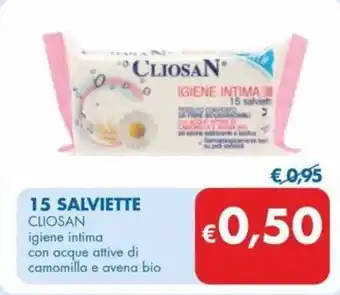 MD Discount 15 SALVIETTE CLIOSAN igiene intima con acque attive di camomilla e avena bio offerta