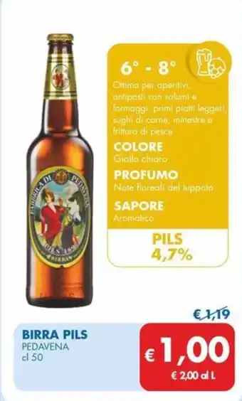 MD Discount BIRRA PILS PEDAVENA cl 50 offerta