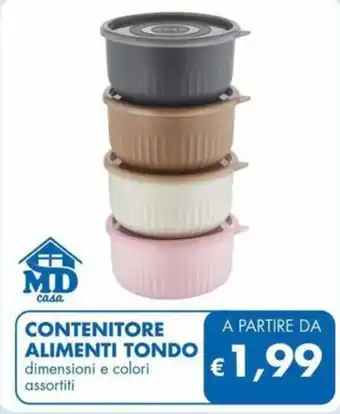 MD Discount CONTENITORE ALIMENTI TONDO dimensioni e colori assortiti offerta