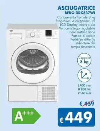 MD Discount ASCIUGATRICE BEKO DRX837WI offerta
