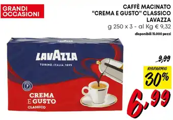 CAFFÈ MACINATO "CREMA E GUSTO" CLASSICO LAVAZZA g 250 x 3