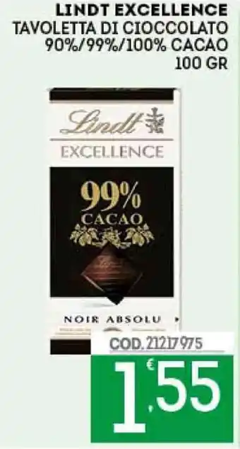Eurocash Lindt Excellence Tavoletta di cioccolato 90%/99%/100% Cacao 100gr offerta