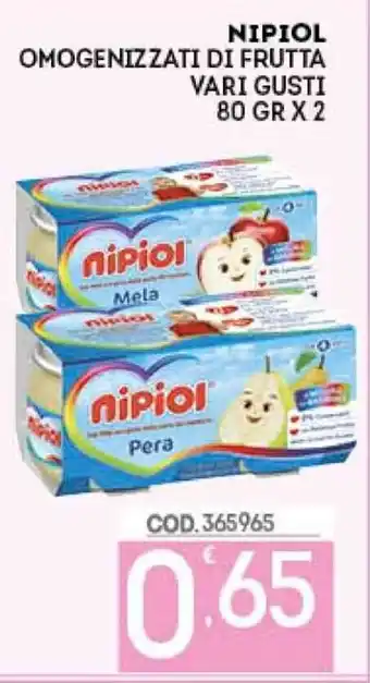 Nipiol Omogenizzati di Frutta vari gusti 80gr x 2
