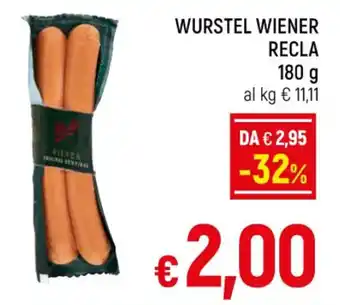 A&O WURSTEL WIENER RECLA 180 g offerta