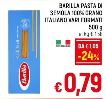 A&O BARILLA PASTA DI SEMOLA 100% GRANO ITALIANO VARI FORMATI 500 g offerta