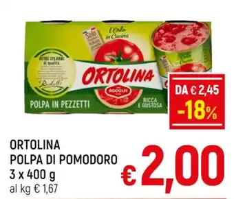 A&O ORTOLINA POLPA DI POMODORO 3 x 400 g offerta