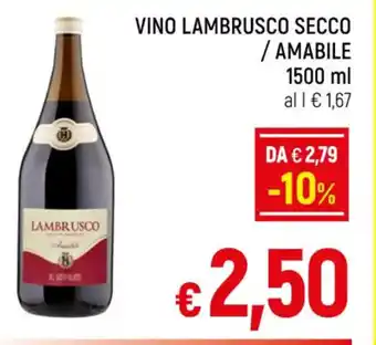 A&O VINO LAMBRUSCO SECCO / AMABILE 1500 ml offerta