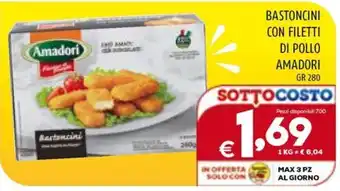 Il Centesimo BASTONCINI CON FILETTI DI POLLO AMADORI GR 280 offerta