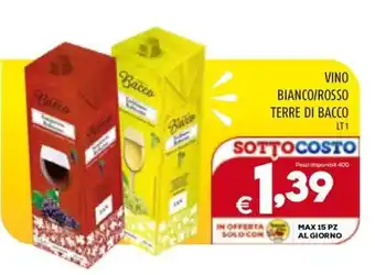Il Centesimo VINO BIANCO/ROSSO TERRE DI BACCO LT 1 offerta