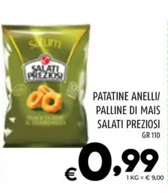 PATATINE ANELLI/ PALLINE DI MAIS SALATI PREZIOSI GR 110