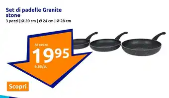Action Set di padelle Granite stone 3 pezzi | Ø 20 cm | Ø 24 cm | Ø 28 cm offerta