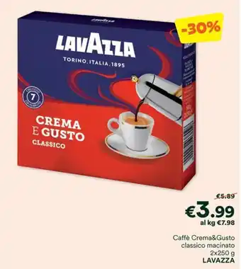Unes Caffè Crema&Gusto classico macinato 2x250 g LAVAZZA offerta