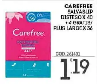 Eurocash Carefree Salvaslip Disteso X 40 + 4 Gratis/Plus Large X 36 offerta