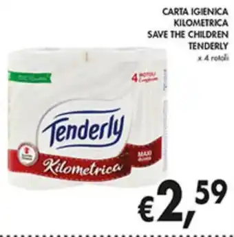 Coal CARTA IGIENICA KILOMETRICA SAVE THE CHILDREN TENDERLY x 4 rotoli offerta