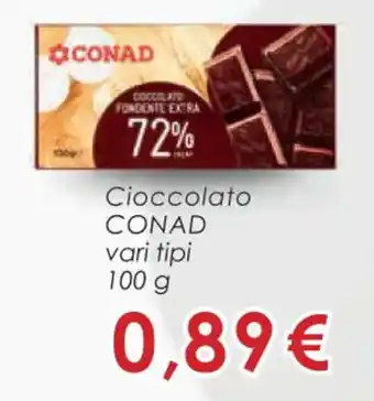 Conad Margherita Cioccolato CONAD vari tipi 100 g offerta