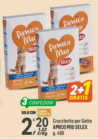 Supermercati Dok Crocchette per Gatto AMICO MIO SELEX g.400 offerta