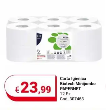 Centro Cash Carta Igienica Biotech Minijumbo PAPERNET 12 Pz offerta