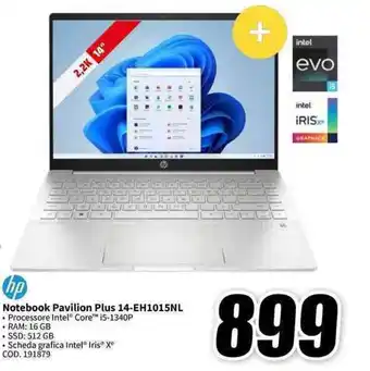 MediaWorld hp Notebook Pavilion Plus 14-EH1015NL offerta