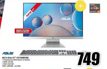 MediaWorld ASUS All in One 27" F3700WYAK offerta