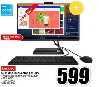 MediaWorld Lenovo All in One IdeaCentre 3 24IAP7 offerta