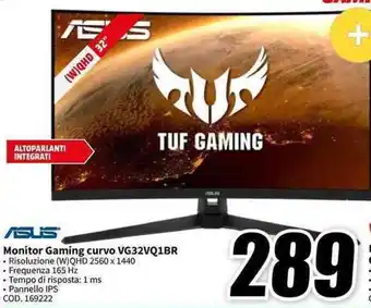 MediaWorld ASUS Monitor Gaming curvo VG32VQ1BR offerta