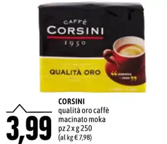 Emi Supermercati CORSINI qualità oro caffè macinato moka pz 2 x g 250 offerta