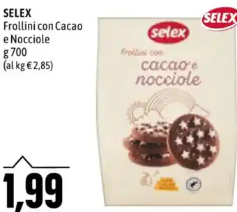 Emi Supermercati SELEX Frollini con Cacao e Nocciole g 700 offerta