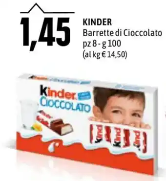 Emi Supermercati KINDER Barrette di Cioccolato pz 8 - g 100 offerta