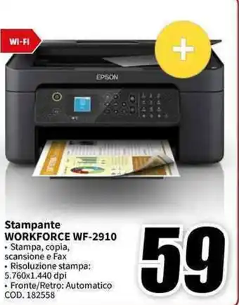 MediaWorld EPSON Stampante WORKFORCE WF-2910 offerta