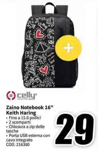 MediaWorld celly Zaino Notebook 16" Keith Haring offerta