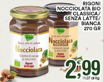 Gecop Rigoni Nocciolata Bio Classica/Senza Latte/Bianca 270gr offerta