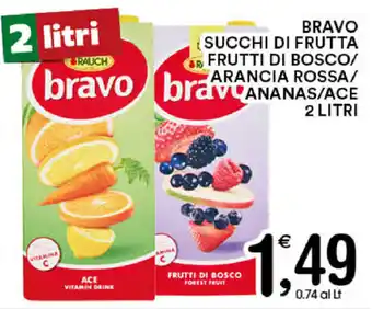 Gecop Bravo Succhi di Frutta Frutti di Bosco/Arancia Rossa/Ananas/Ace 2 litri offerta