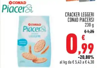 Conad CRACKER LEGGERI CONAD PIACERSI 230 g offerta