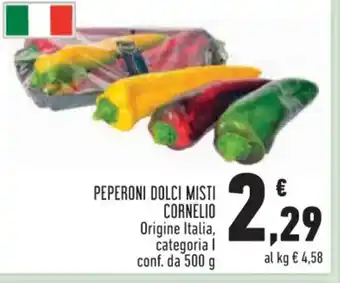Conad PEPERONI DOLCI MISTI CORNELIO Origine Italia, categoria I conf. da 500 g offerta
