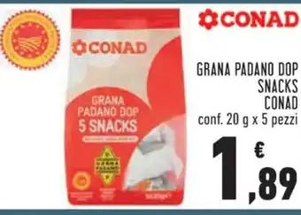 Conad GRANA PADANO DOP SNACKS CONAD conf. 20 g x 5 pezzi offerta