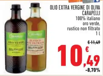 Conad OLIO EXTRA VERGINE DI OLIVA CARAPELLI 100% italiano oro verde, rustico non filtrato 1 L offerta