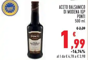 Conad ACETO BALSAMICO DI MODENA IGP PONTI 500 ml offerta
