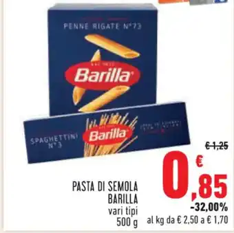 Conad PASTA DI SEMOLA BARILLA vari tipi 500 g offerta