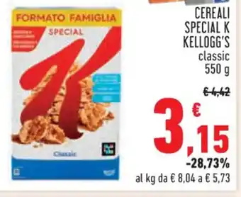 Conad CEREALI SPECIAL K KELLOGG'S classic 550 g offerta