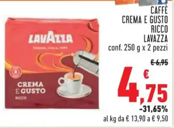 Conad CAFFE CREMA E GUSTO RICCO LAVAZZA conf. 250 g x 2 pezzi offerta