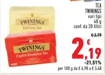 TEA TWININGS vari tipi 40 g conf. da 20 filtri