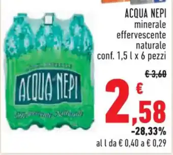 Conad ACQUA NEPI minerale effervescente naturale conf. 1,5 l x 6 pezzi offerta