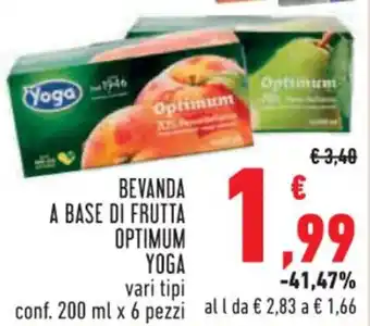 Conad BEVANDA A BASE DI FRUTTA OPTIMUM YOGA vari tipi conf. 200 ml x 6 pezzi offerta