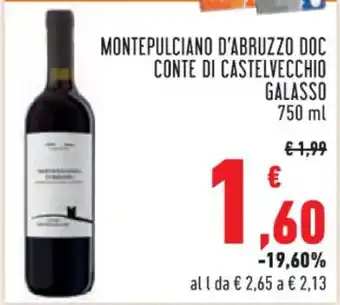 Conad MONTEPULCIANO D'ABRUZZO DOC CONTE DI CASTELVECCHIO GALASSO 750 ml offerta