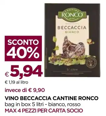 VINO BECCACCIA CANTINE RONCO bag in box 5 litri - bianco, rosso